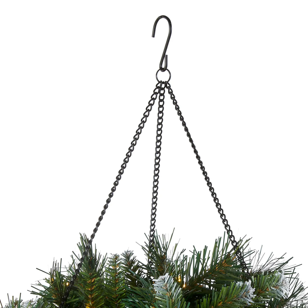 New National Tree Company 20 in. Pre-Lit Frosted Berry Hanging Basket with LED Lights