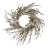 Best National Tree Company 24 in. Pre-Lit Alpine Snow Lump Wreath with Pure White LED Rice Lights