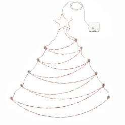 Best National Tree Company 37 in. Pre-Lit Artificial Silver Christmas Tree, Hanging Metal Wire Decoration with Warm White LED Lights