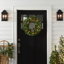 Online National Tree Company 24 in. Pre-Lit Bristle Berry Wreath with LED Lights