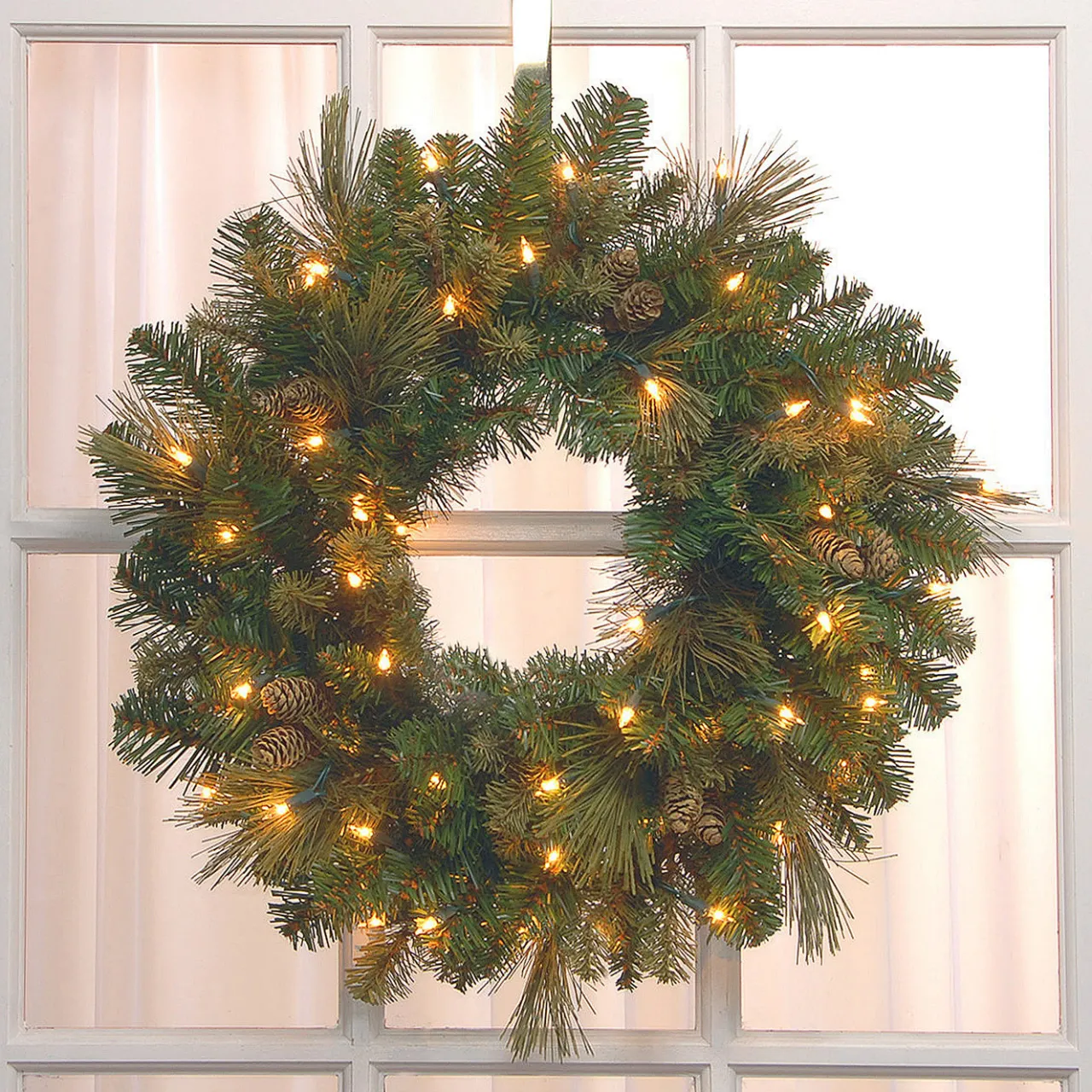 Hot National Tree Company 24 in. Pre-Lit Carolina Pine Wreath with LED Lights