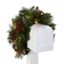 Sale National Tree Company 36 in. Pre-Lit Colonial Fir Mailbox Swag with LED Lights