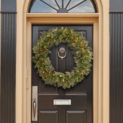 New National Tree Company 36 in. Pre-Lit Crestwood Spruce Wreath with Clear Lights
