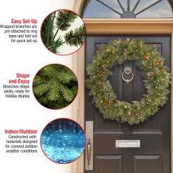 New National Tree Company 36 in. Pre-Lit Crestwood Spruce Wreath with Clear Lights