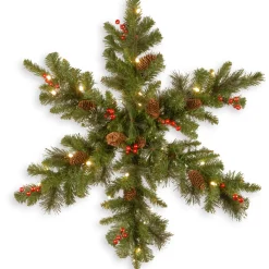 National Tree Company 32 in. Pre-Lit Crestwood Spruce Snowflake with Warm White LED Lights