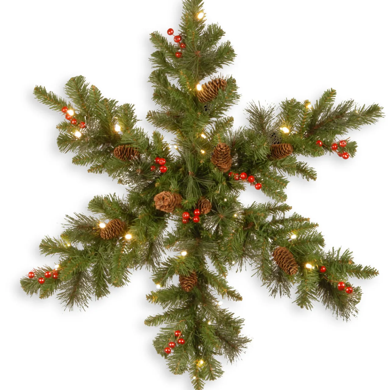 National Tree Company 32 in. Pre-Lit Crestwood Spruce Snowflake with Warm White LED Lights
