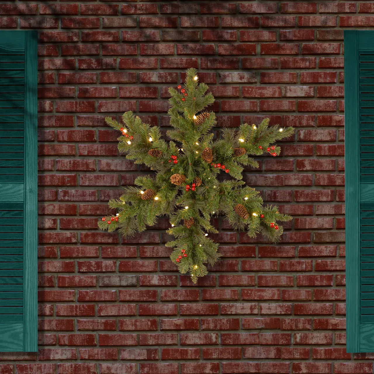National Tree Company 32 in. Pre-Lit Crestwood Spruce Snowflake with Warm White LED Lights
