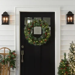 Outlet National Tree Company 30 in. Pre-Lit Crestwood Spruce Wreath with Warm White LED Lights