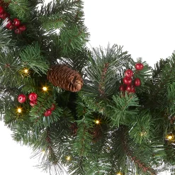 Outlet National Tree Company 30 in. Pre-Lit Crestwood Spruce Wreath with Warm White LED Lights