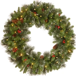 Sale National Tree Company 30 in. Pre-Lit Crestwood Spruce Wreath with Twinkly LED Lights