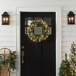 Best National Tree Company 24 in. Pre-Lit Crestwood Spruce Wreath with Clear Lights - Plug In
