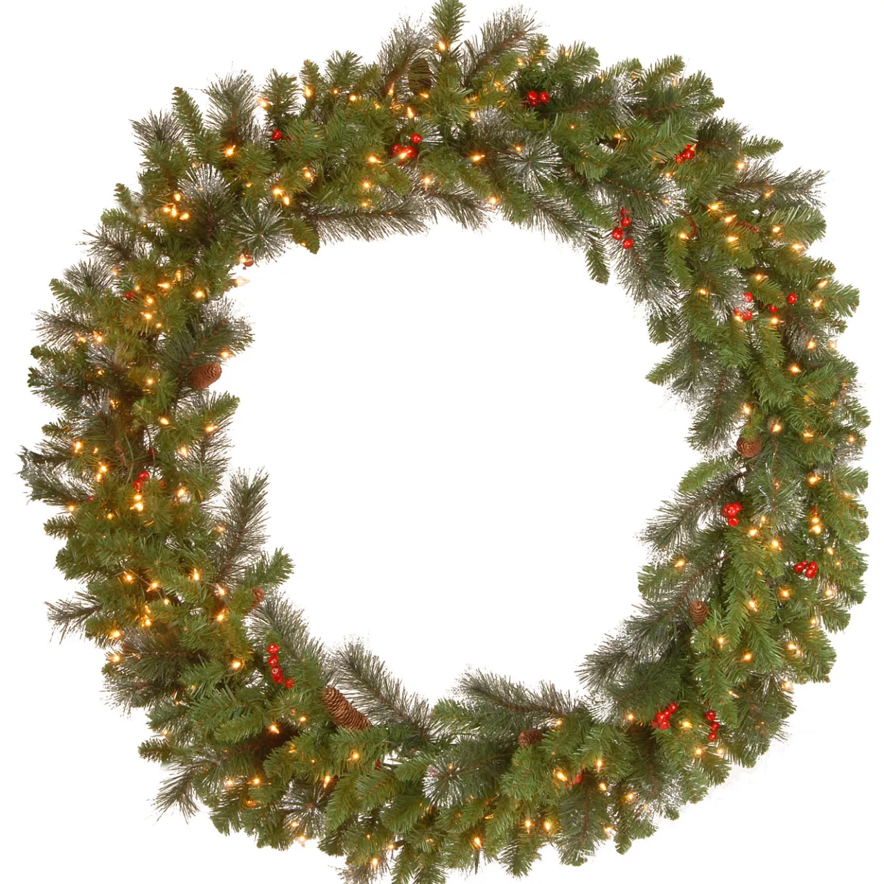 Clearance National Tree Company 48 in. Pre-Lit Crestwood Spruce Wreath with Clear Lights