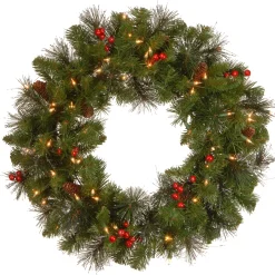 Best National Tree Company 24 in. Pre-Lit Crestwood Spruce Wreath with Twinkly LED Lights