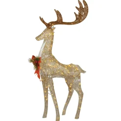 Best National Tree Company 55 in. Pre-lit Crystal Champagne Standing Buck