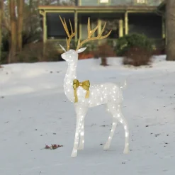 Hot National Tree Company 86 in. Pre-lit Crystal White Standing Buck