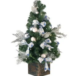 Best National Tree Company 40 in. Pre-Lit Decorative Collection Ornament Tree with Clear Lights