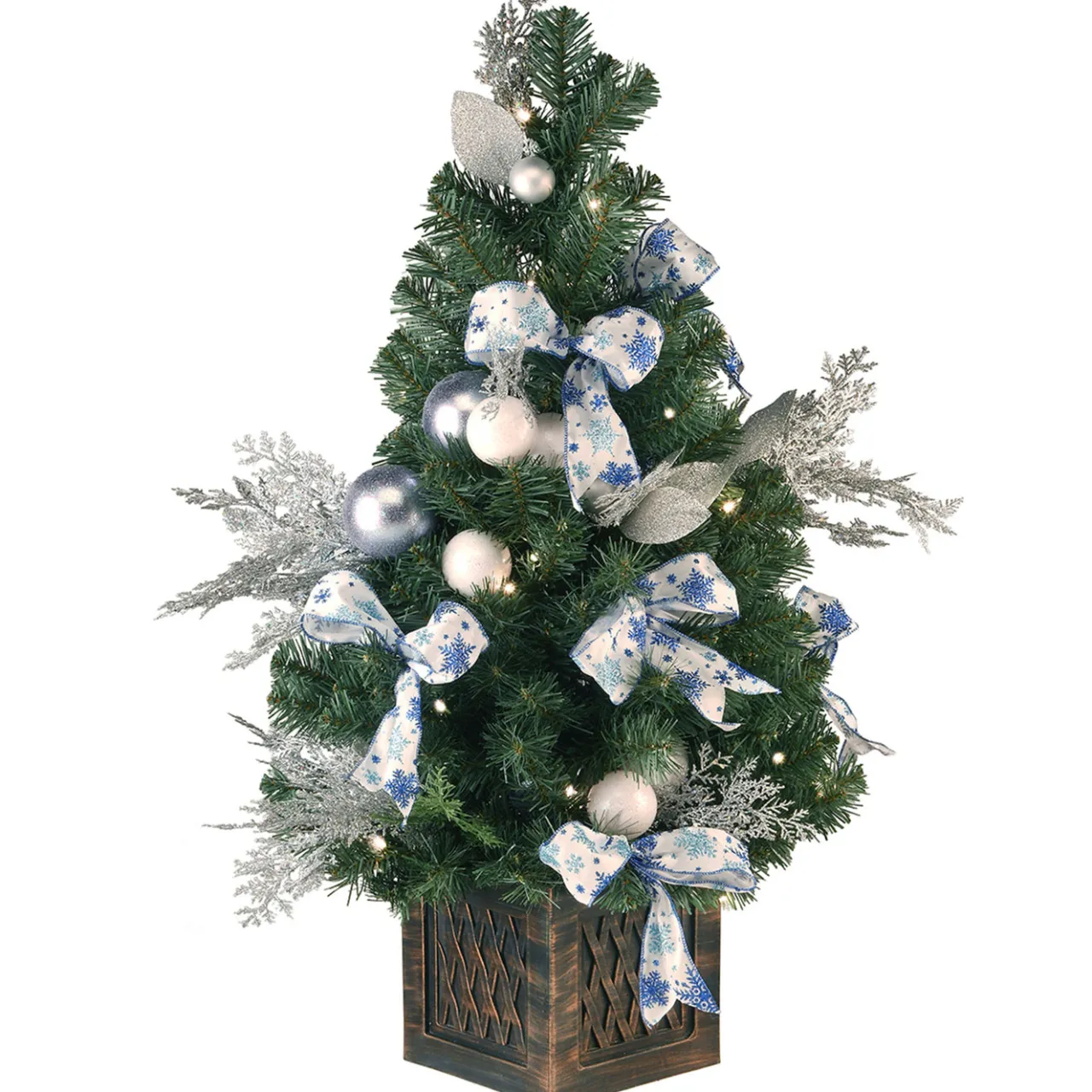 Best National Tree Company 40 in. Pre-Lit Decorative Collection Ornament Tree with Clear Lights