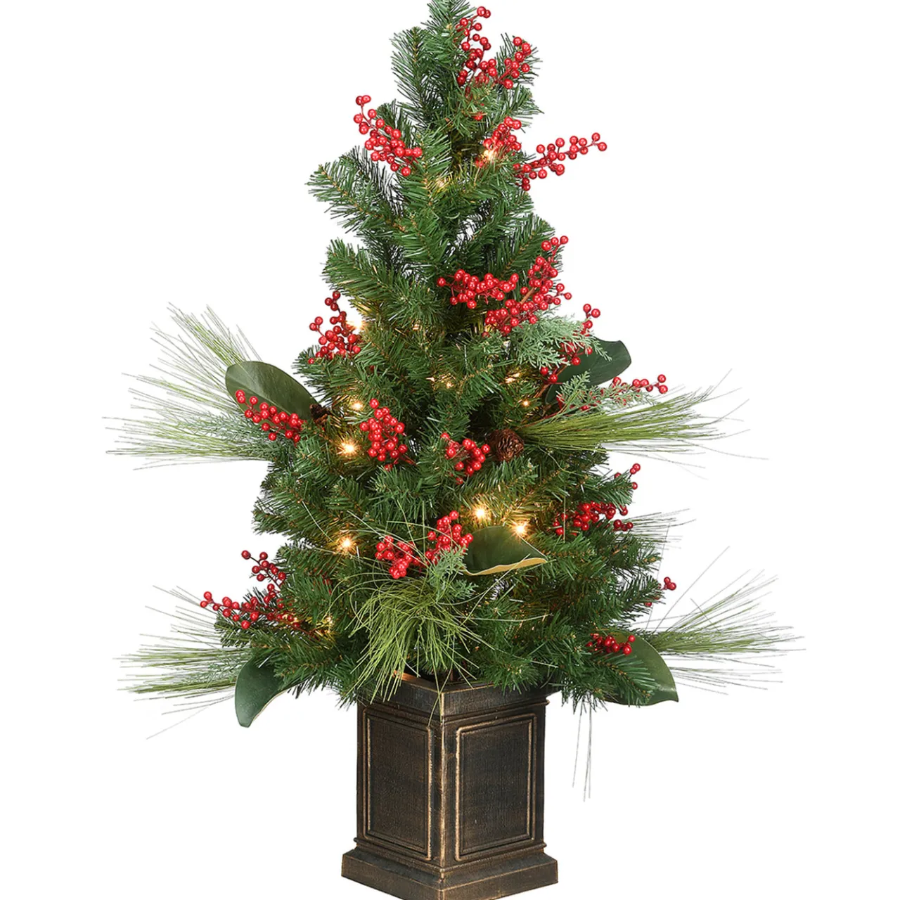 National Tree Company 40 in. Pre-Lit Decorative Collection Magnolia Tree with Clear Lights