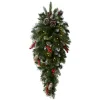 New National Tree Company 36 in. Pre-Lit Frosted Berry Teardrop with LED Lights
