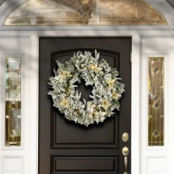 National Tree Company 30 in. Pre-Lit Frosted Colonial Fir Wreath with Dual Color LED Cosmic Lights