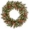 National Tree Company 30 in. Pre-Lit Frosted Pine Berry Wreath with LED Lights