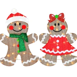 Hot National Tree Company 35 in. Pre-Lit Gingerbread Cookie Couple