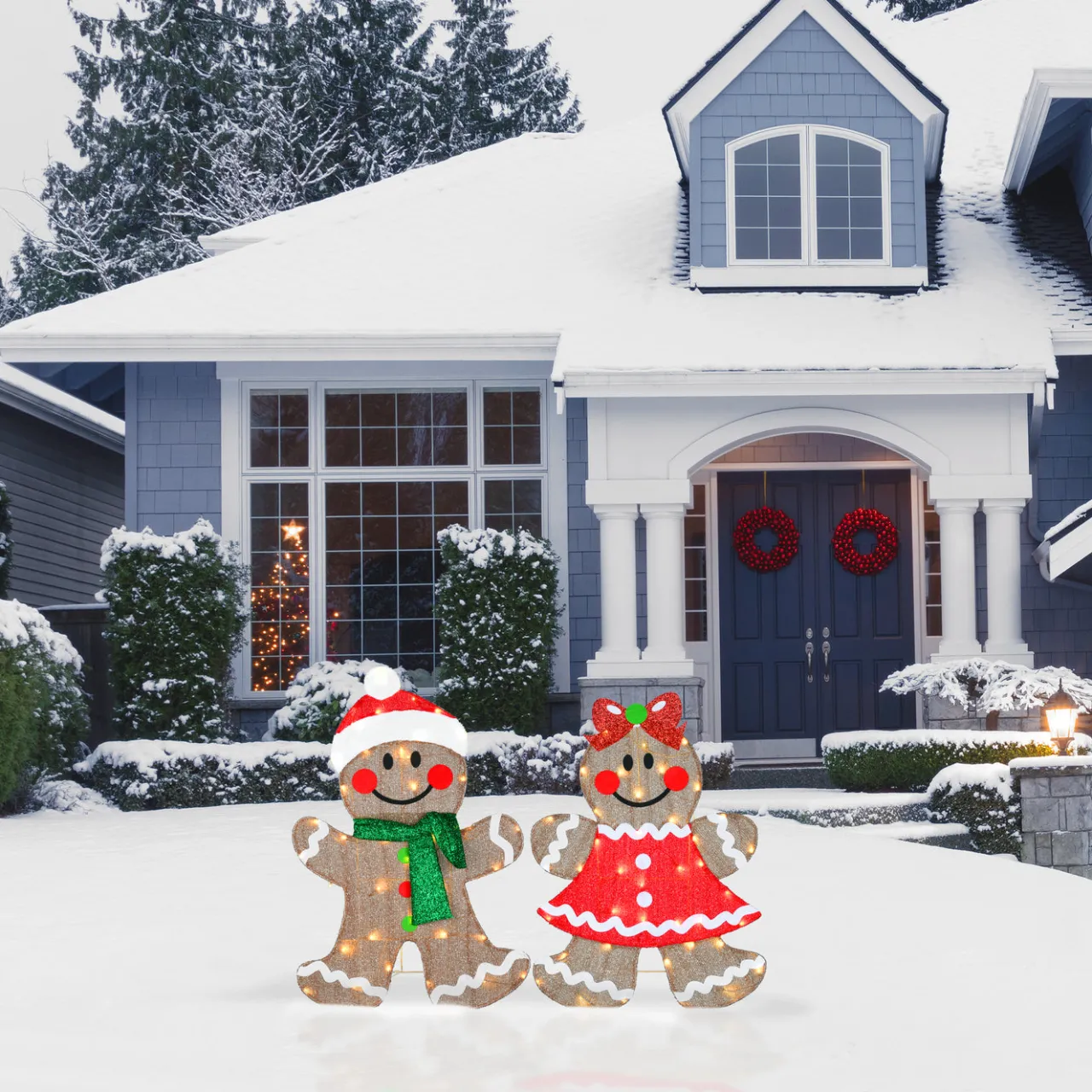 Hot National Tree Company 35 in. Pre-Lit Gingerbread Cookie Couple