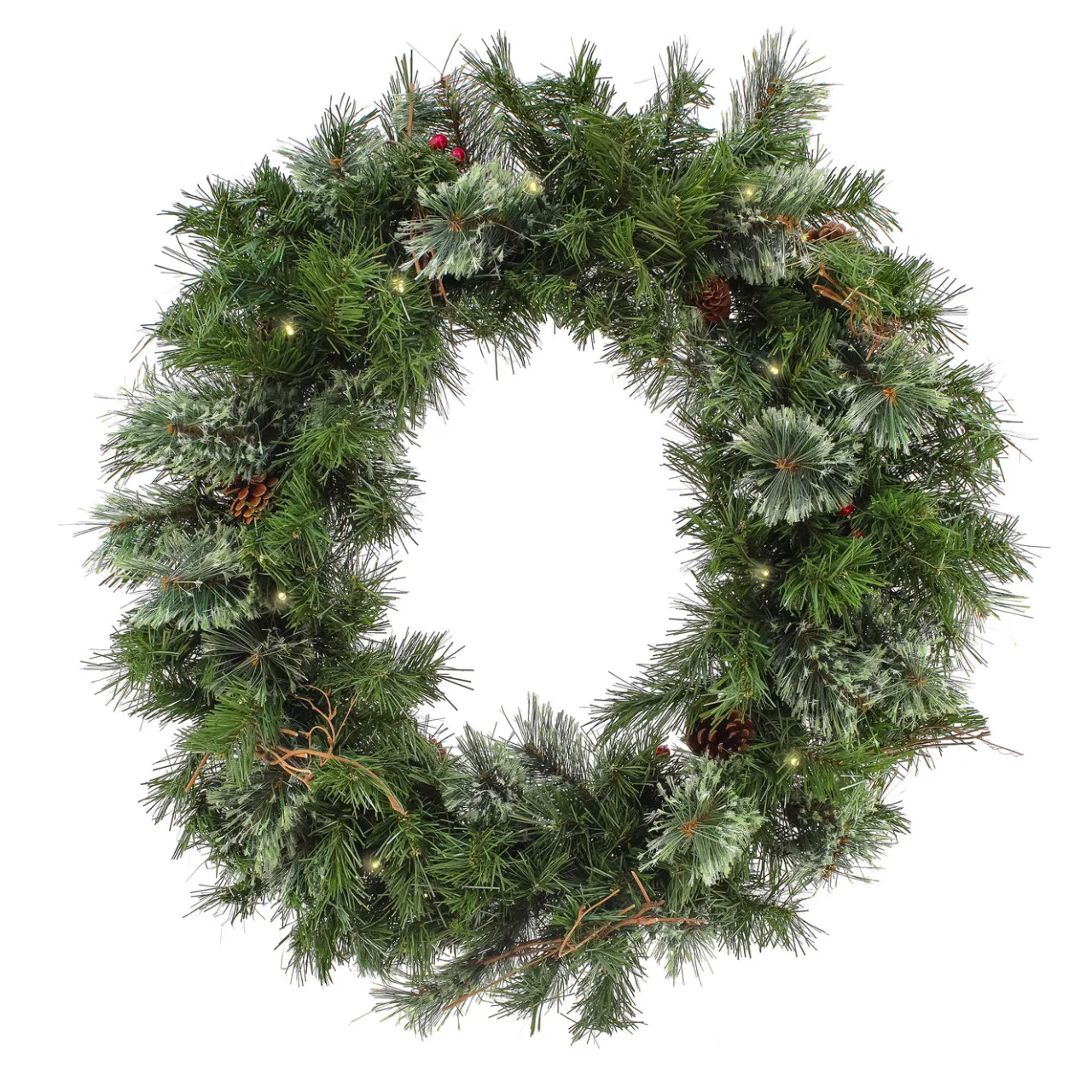 Online National Tree Company 30 in. Pre-Lit Glistening Pine Wreath with LED Lights