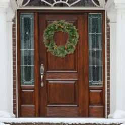 Discount National Tree Company 24 in. Pre-Lit Glistening Pine Wreath with LED Lights