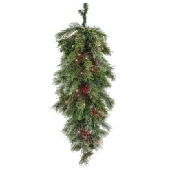 New National Tree Company 36 in. Pre-Lit Glistening Pine Teardrop with LED Lights