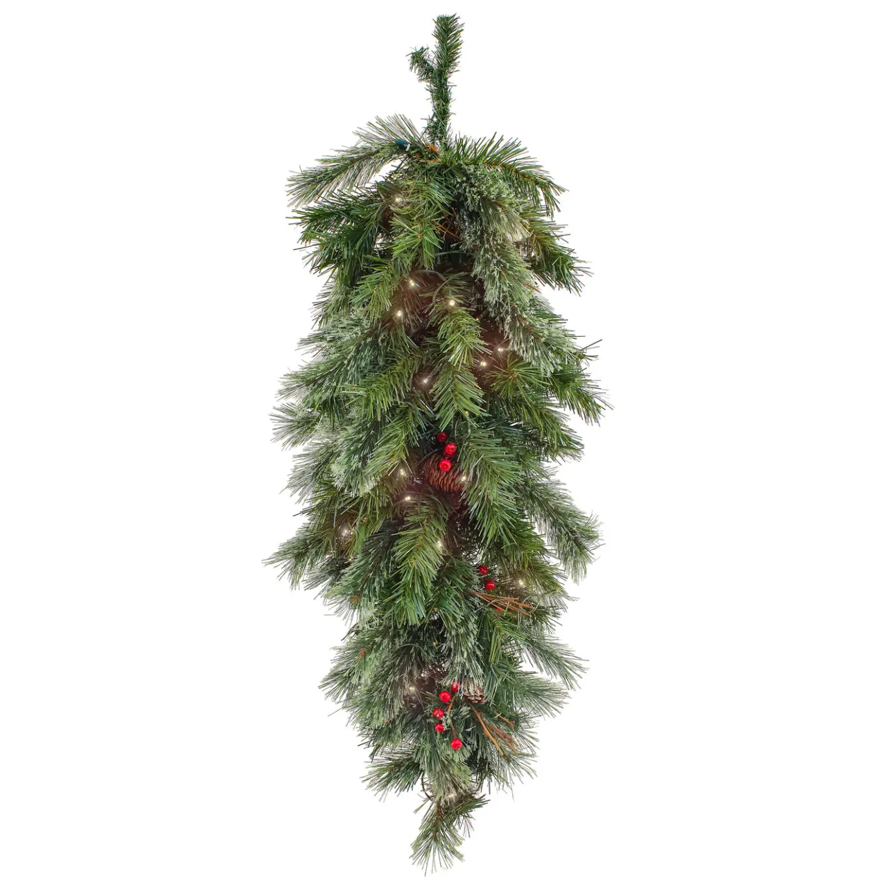 New National Tree Company 36 in. Pre-Lit Glistening Pine Teardrop with LED Lights