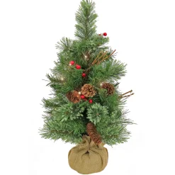 Best National Tree Company 24 in. Pre-Lit Glistening Pine Tree with Warm White LED Lights