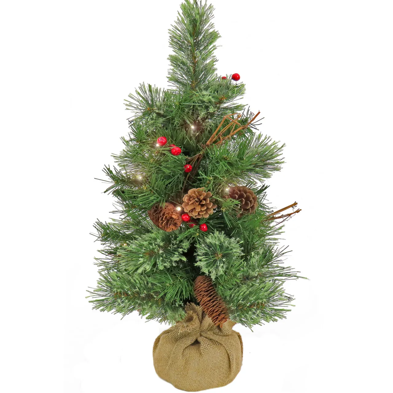 Best National Tree Company 24 in. Pre-Lit Glistening Pine Tree with Warm White LED Lights