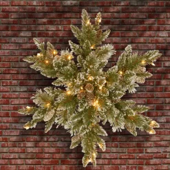 National Tree Company 32 in. Pre-Lit Glittery Bristle Pine Snowflake with LED Lights