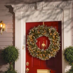 Online National Tree Company 30 in. Pre-Lit Glittery Bristle Pine Wreath with Twinkly LED Lights