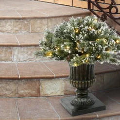 Sale National Tree Company 36 in. Pre-Lit Glittery Bristle Pine Urn Filler with LED Lights