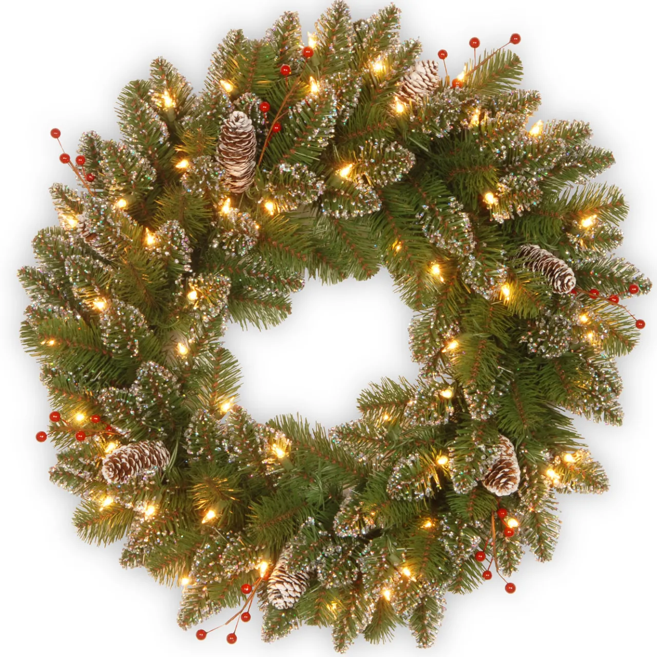 Discount National Tree Company 24 in. Pre-Lit Glittery Mountain Spruce with LED Lights