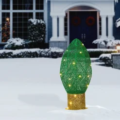 Clearance National Tree Company 20 in. Pre-Lit Green Christmas Light Bulb Decoration