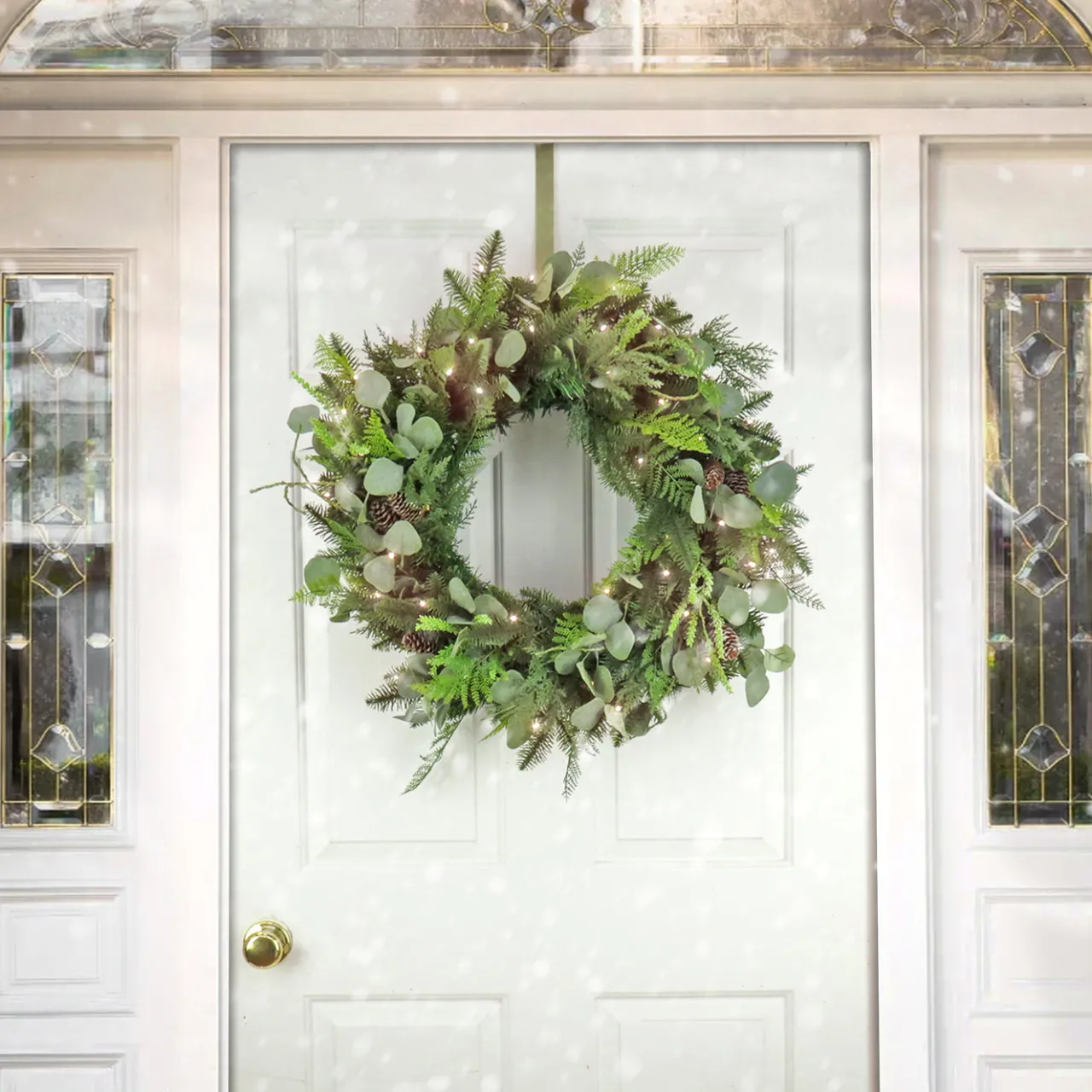 Best National Tree Company 28 in. Pre-Lit HGTV Home Collection Frosted Wreath with LED Lights