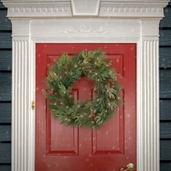 National Tree Company 28 in. Pre-Lit HGTV Home Collection Black Tie Cedar Wreath