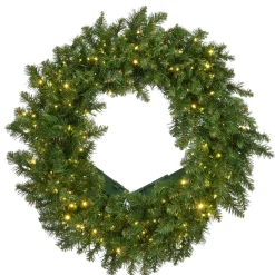 Best National Tree Company 24 in. Pre-Lit Kingswood Fir Wreath with Dual Color Infinity Lights