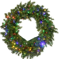 Best National Tree Company 24 in. Pre-Lit Kingswood Fir Wreath with Dual Color Infinity Lights