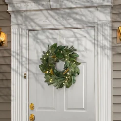 Best National Tree Company 24 in. Pre-Lit Magnolia Mix Pine Wreath with LED Lights