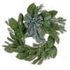 Hot National Tree Company 24 in. Pre-Lit Magnolia Mix Pine Wreath with Warm White LED Lights