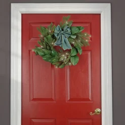 Hot National Tree Company 24 in. Pre-Lit Magnolia Mix Pine Wreath with Warm White LED Lights