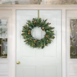 National Tree Company 24 in. Pre-Lit North Conway Wreath with Clear Lights