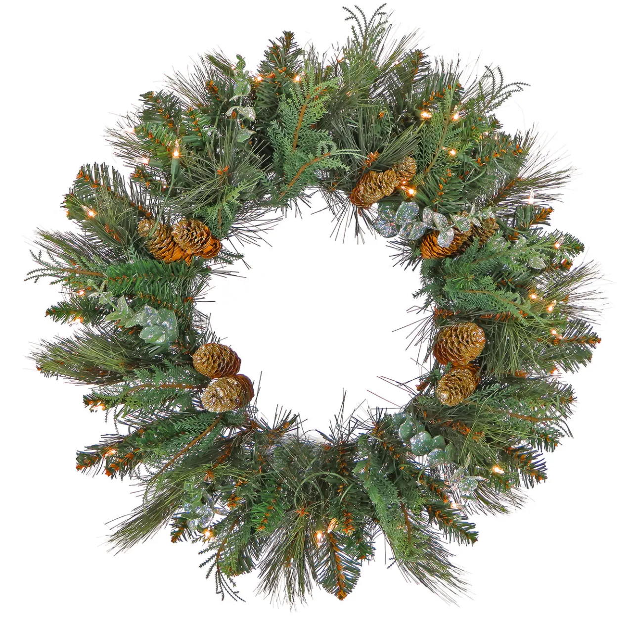 National Tree Company 30 in. Pre-Lit North Conway Wreath with Warm White LED Lights