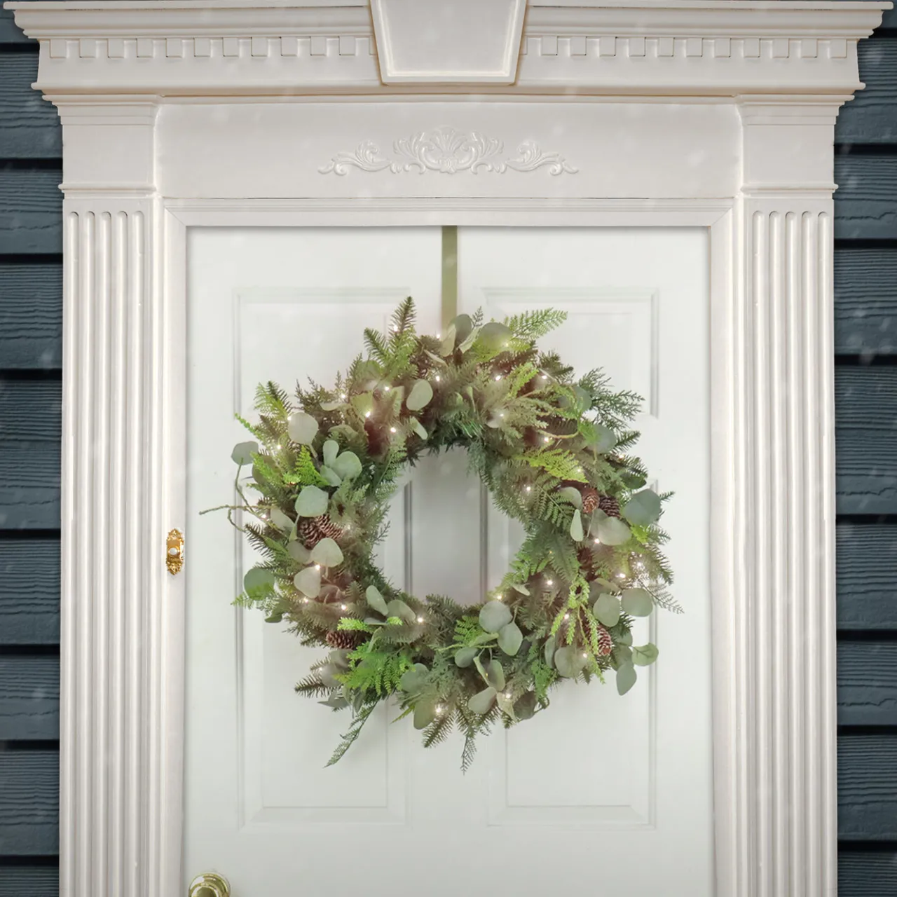 National Tree Company 30 in. Pre-Lit North Conway Wreath with Warm White LED Lights