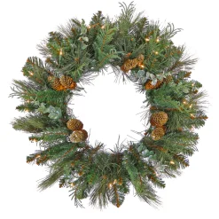 Outlet National Tree Company 30 in. Pre-Lit North Conway Wreath with Clear Lights