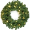 Best National Tree Company 24 in. Pre-Lit North Valley Spruce Wreath with Dual Color LED Lights